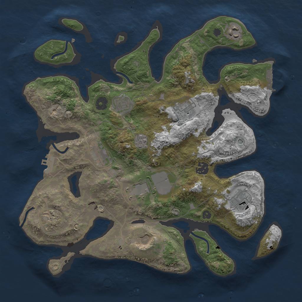 Rust Map: Procedural Map, Size: 3500, Seed: 372864, 18 Monuments