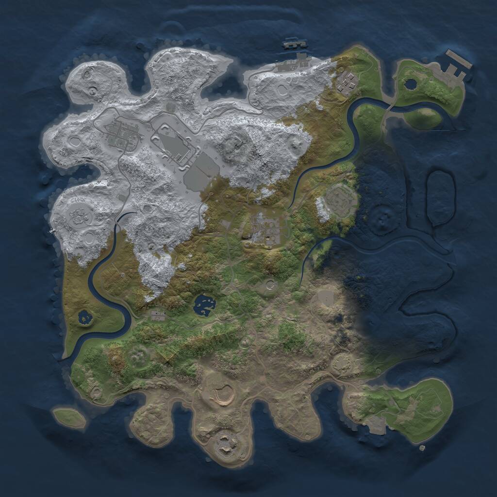 Rust Map: Procedural Map, Size: 3500, Seed: 343203, 14 Monuments
