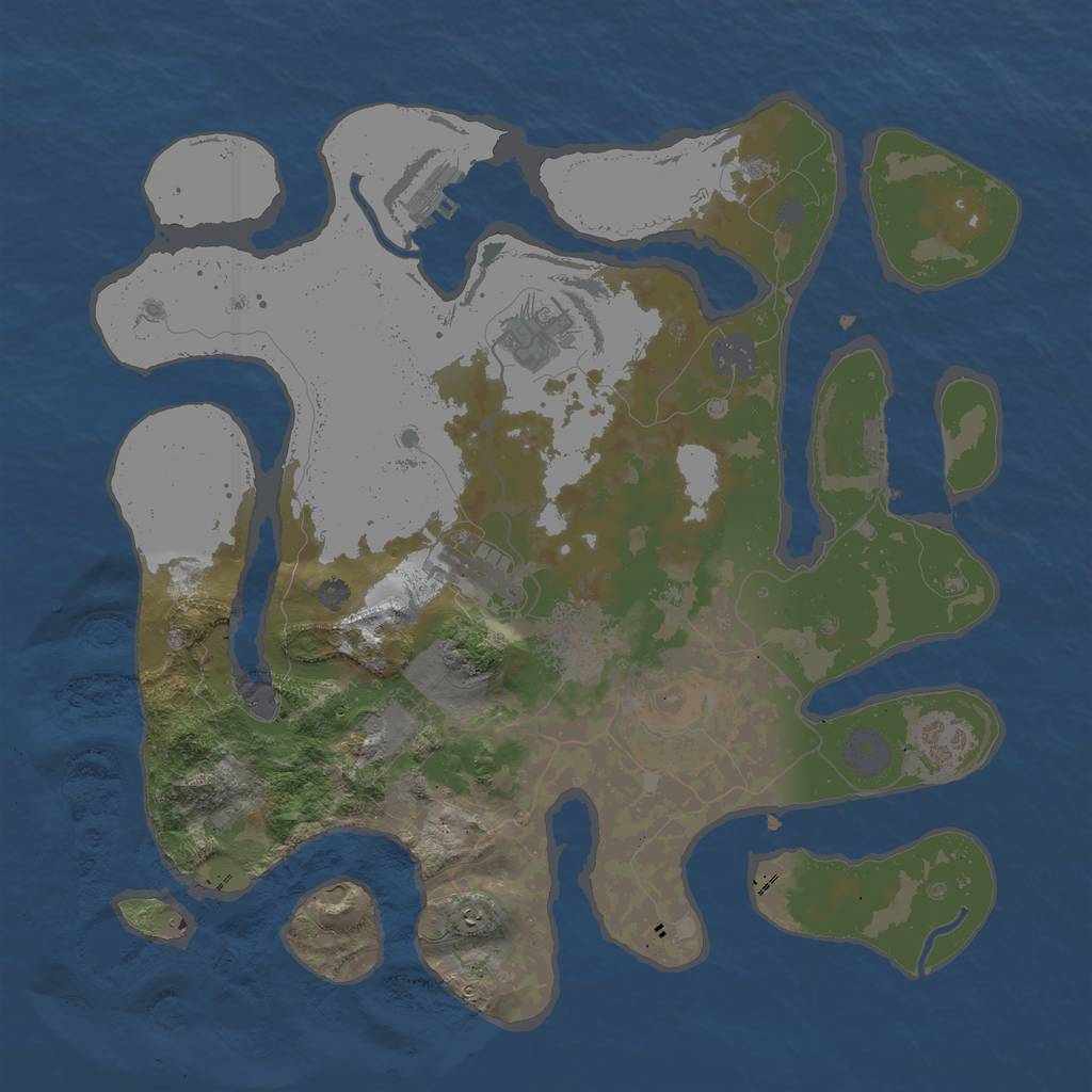 Rust Map: Procedural Map, Size: 3500, Seed: 343203, 14 Monuments