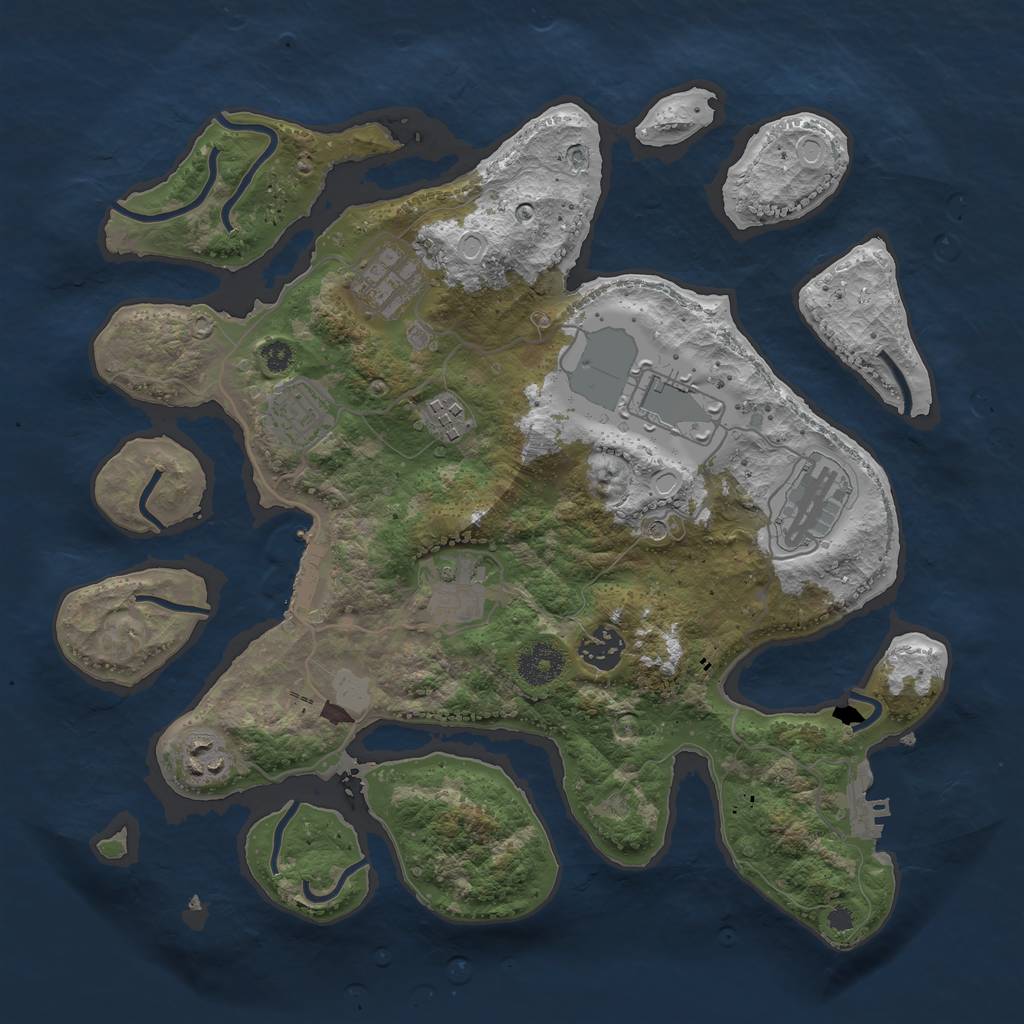 Rust Map: Procedural Map, Size: 3500, Seed: 570517, 16 Monuments