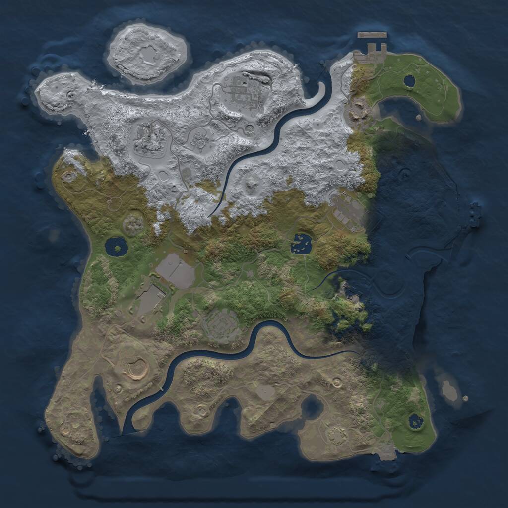 Rust Map: Procedural Map, Size: 3500, Seed: 664181, 15 Monuments