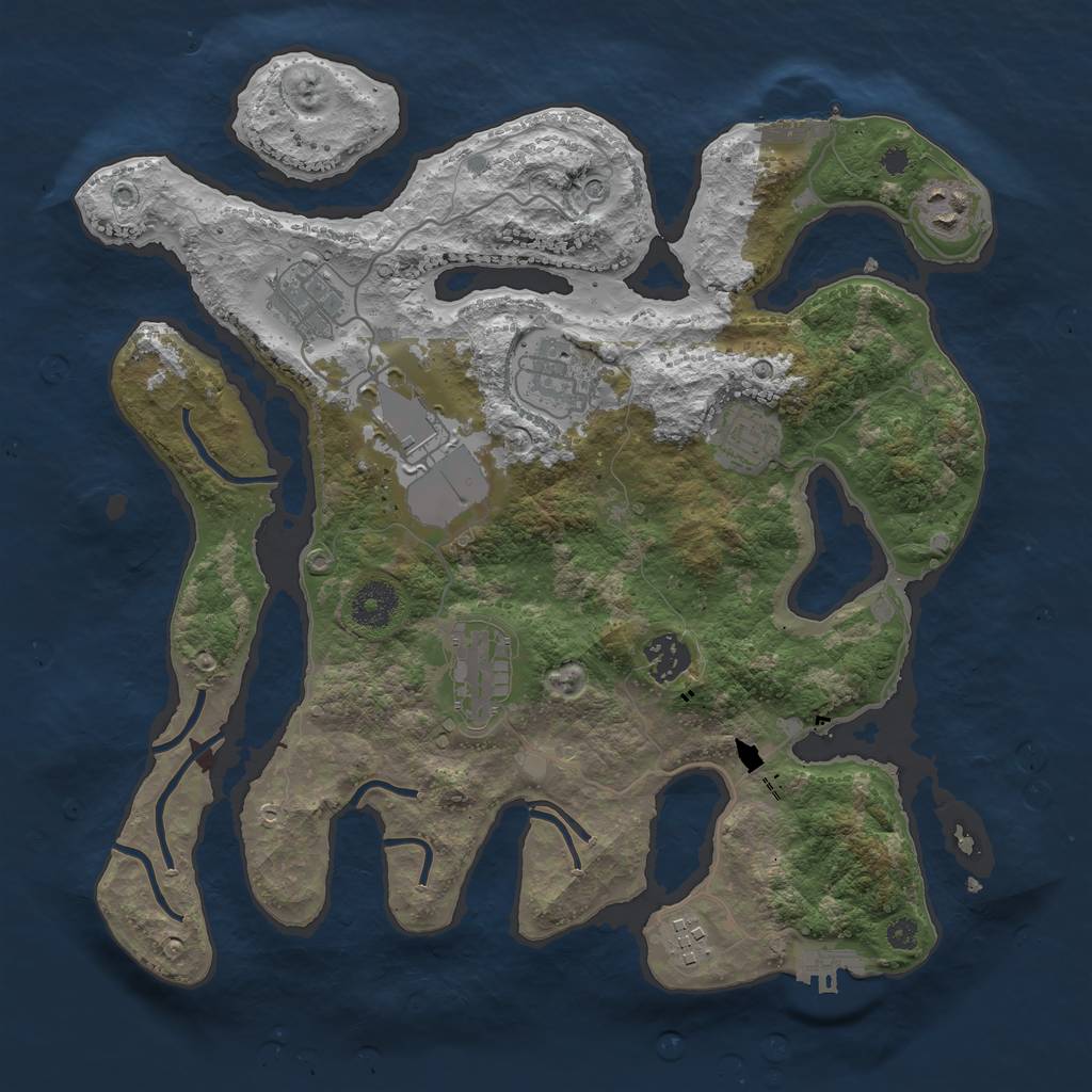 Rust Map: Procedural Map, Size: 3500, Seed: 664181, 13 Monuments