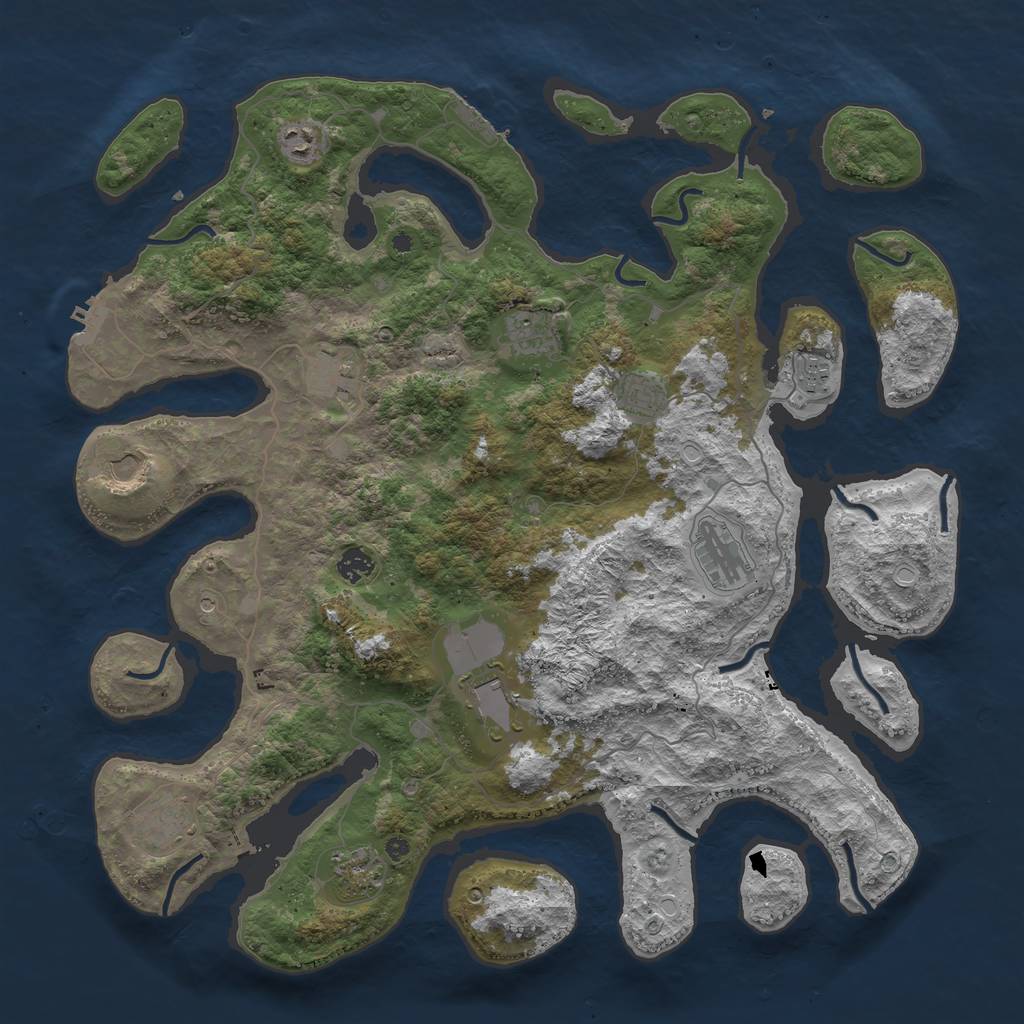 Rust Map: Procedural Map, Size: 4500, Seed: 761111799, 22 Monuments