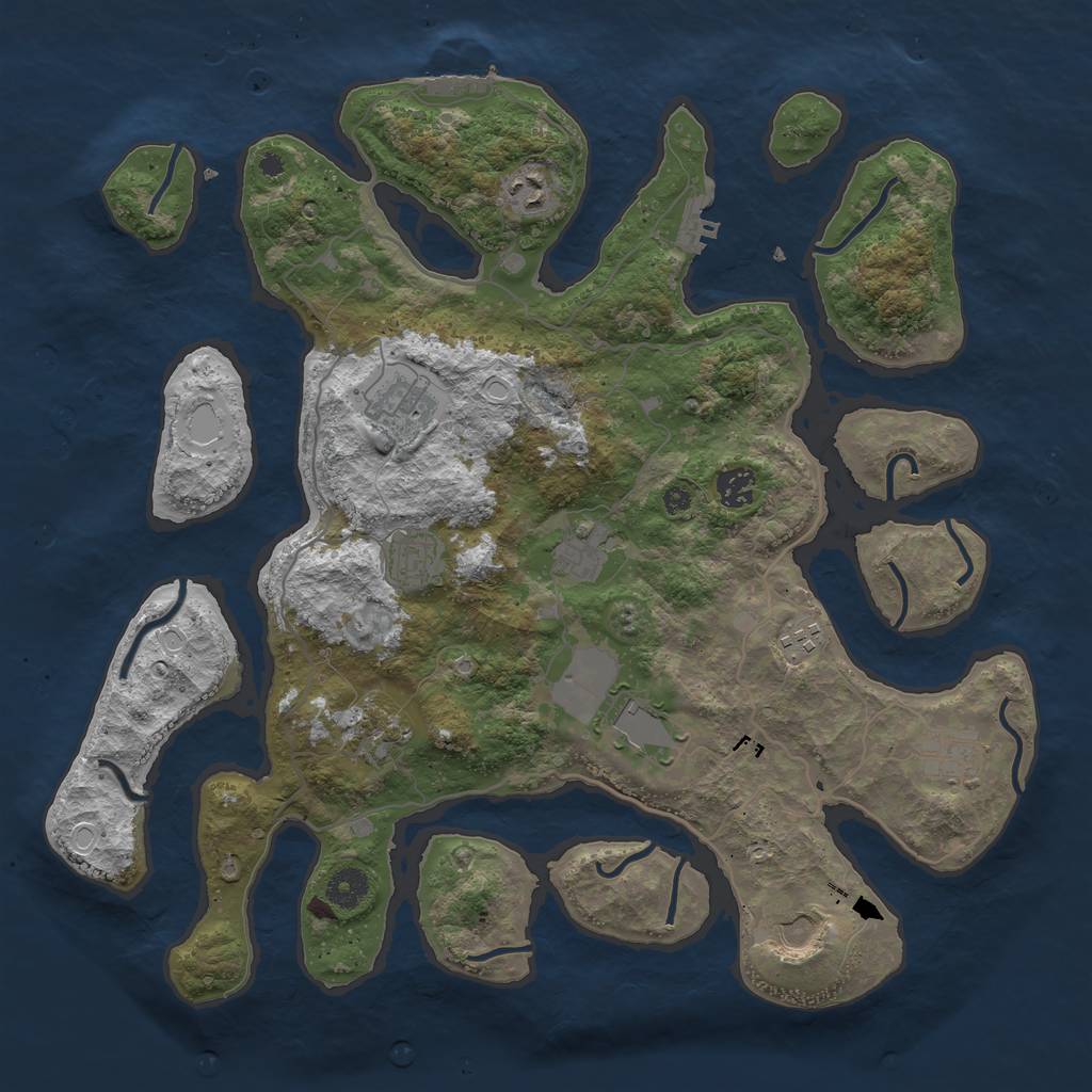 Rust Map: Procedural Map, Size: 4000, Seed: 1827984823, 17 Monuments