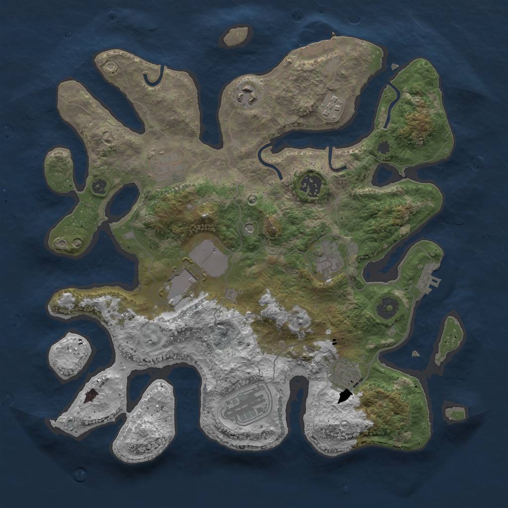 Rust Map: Procedural Map, Size: 3500, Seed: 1505317116, 13 Monuments