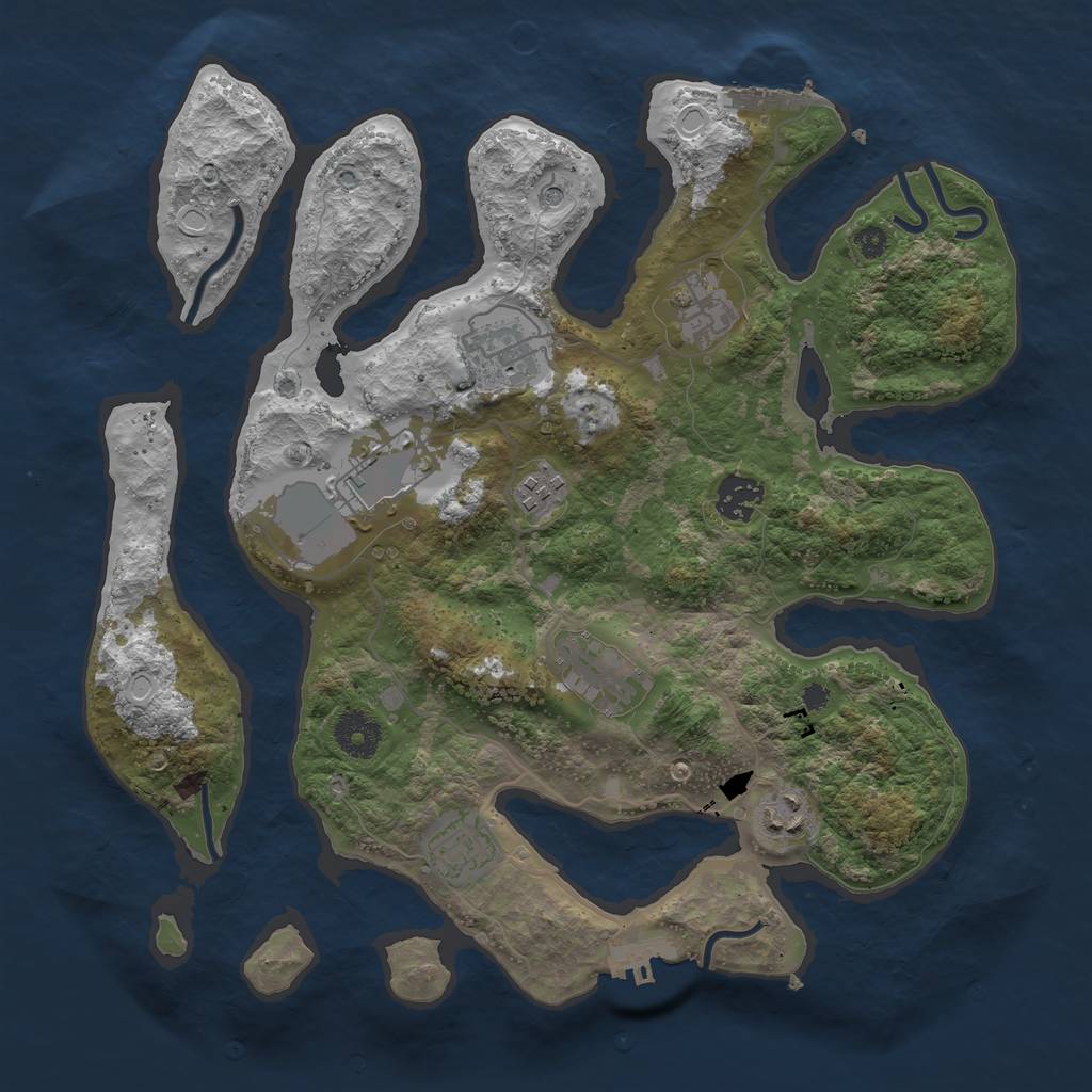 Rust Map: Procedural Map, Size: 3500, Seed: 99459, 16 Monuments