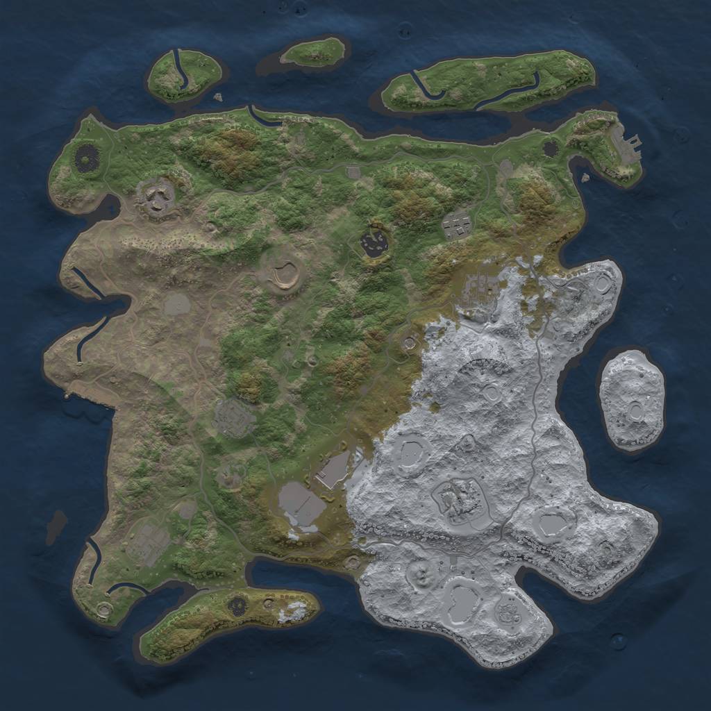 Rust Map: Procedural Map, Size: 4000, Seed: 85897635, 18 Monuments