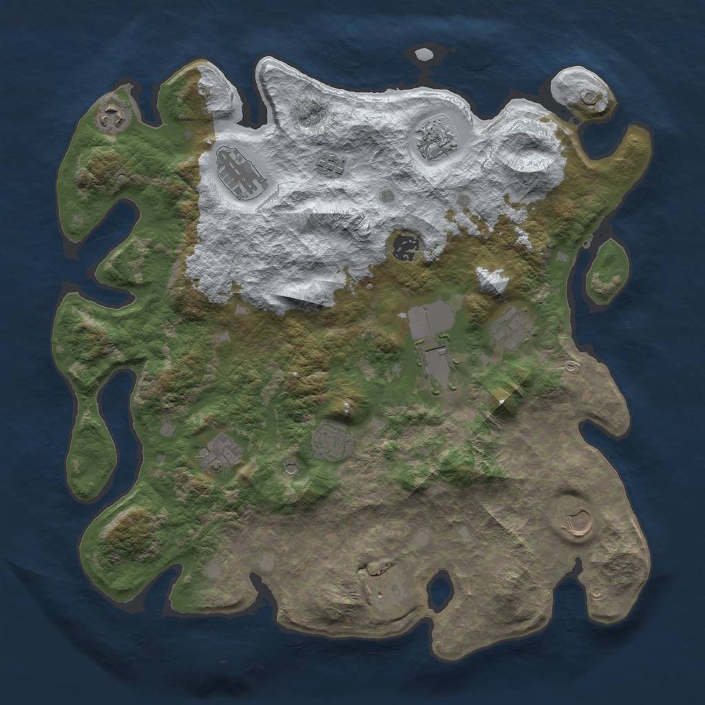 Rust Map: Barren, Size: 4000, Seed: 190162639, 14 Monuments