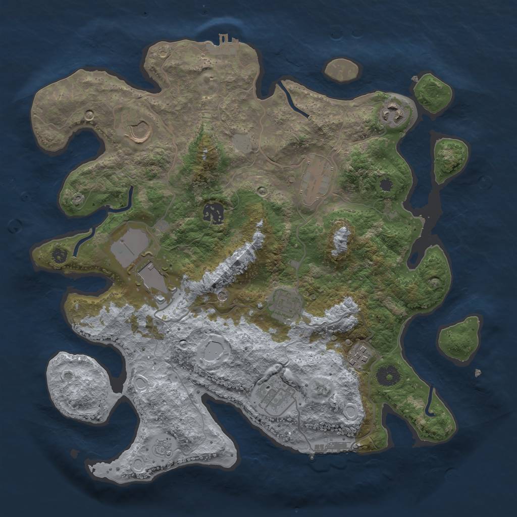 Rust Map: Procedural Map, Size: 3500, Seed: 733757, 17 Monuments