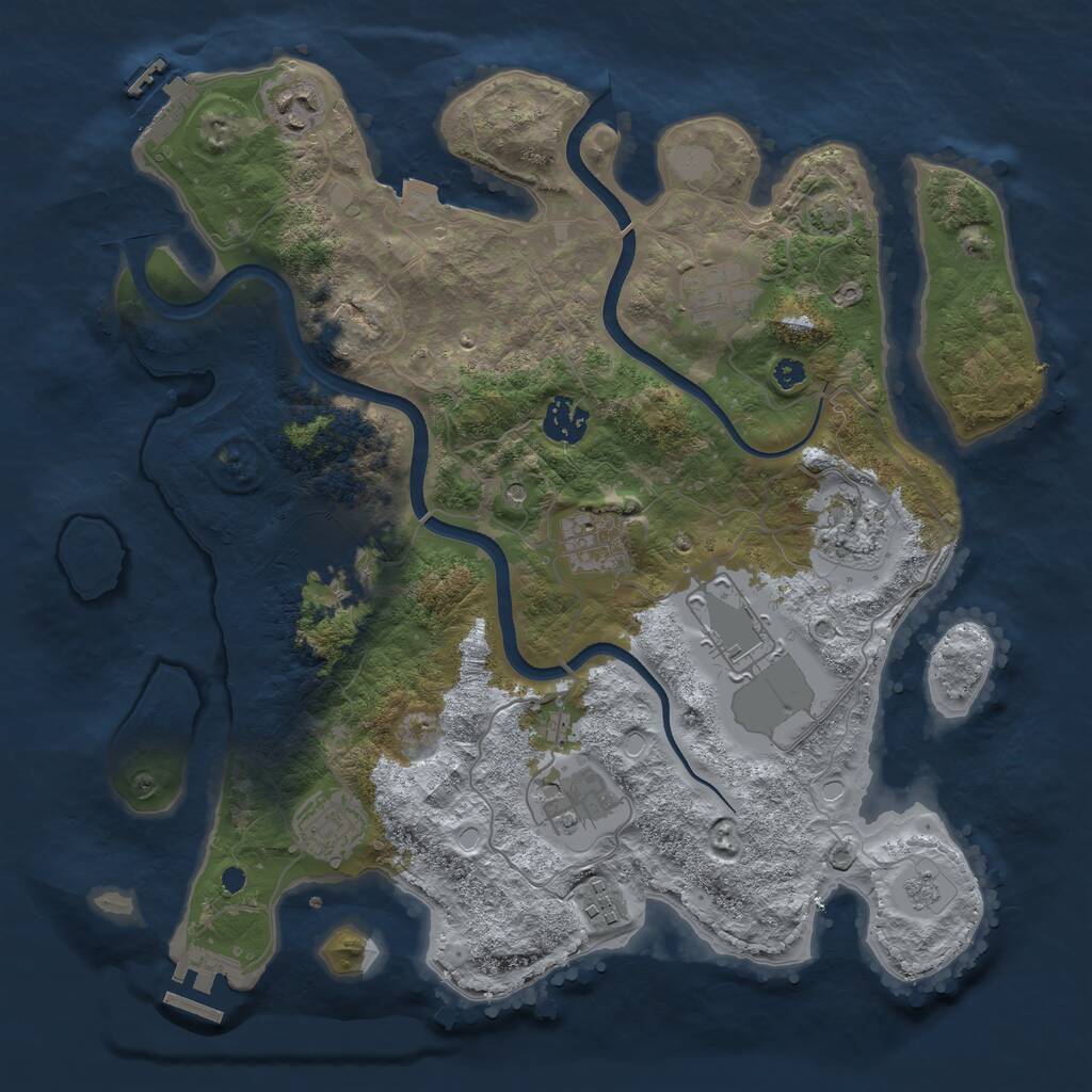 Rust Map: Procedural Map, Size: 3600, Seed: 906325752, 16 Monuments