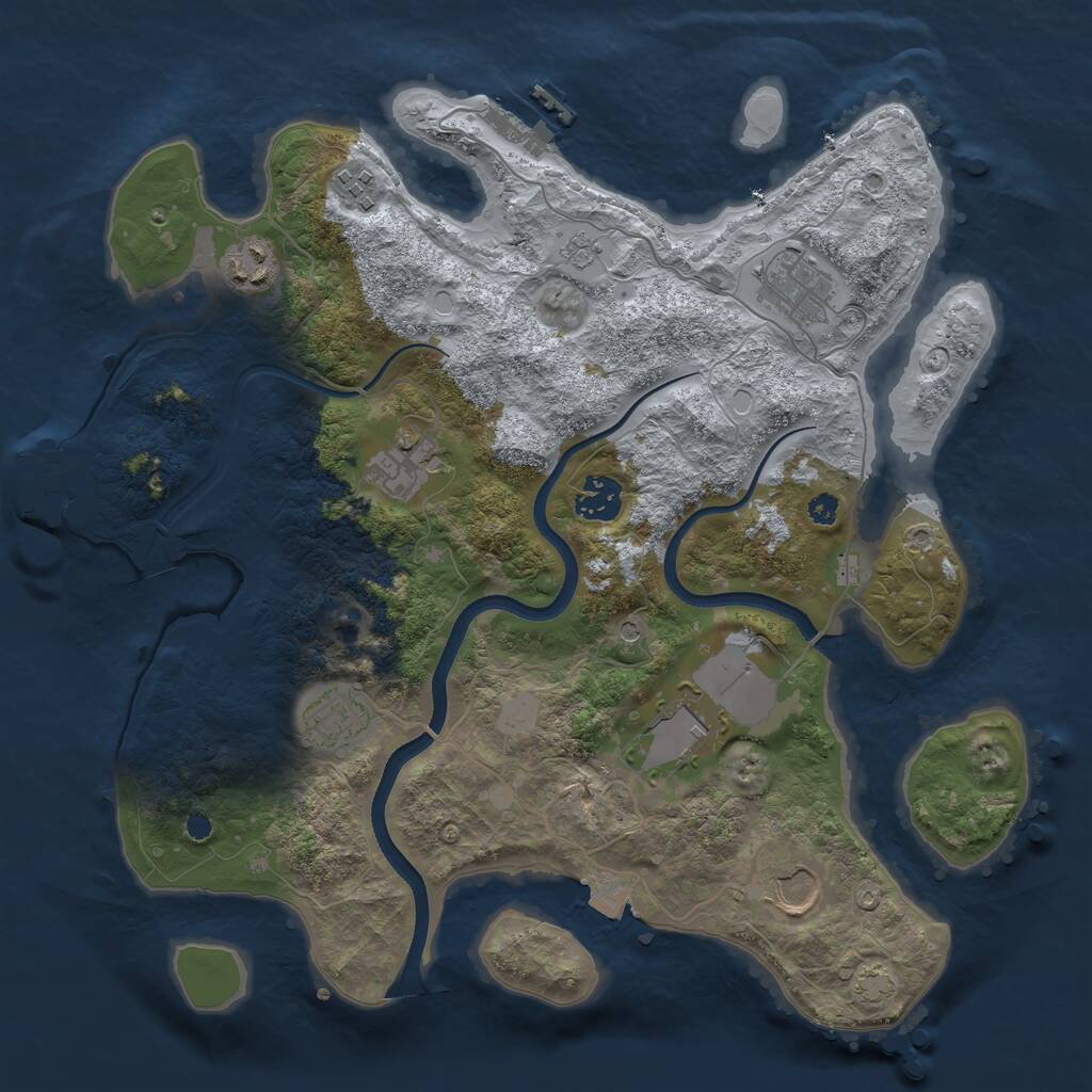 Rust Map: Procedural Map, Size: 3500, Seed: 491543, 14 Monuments