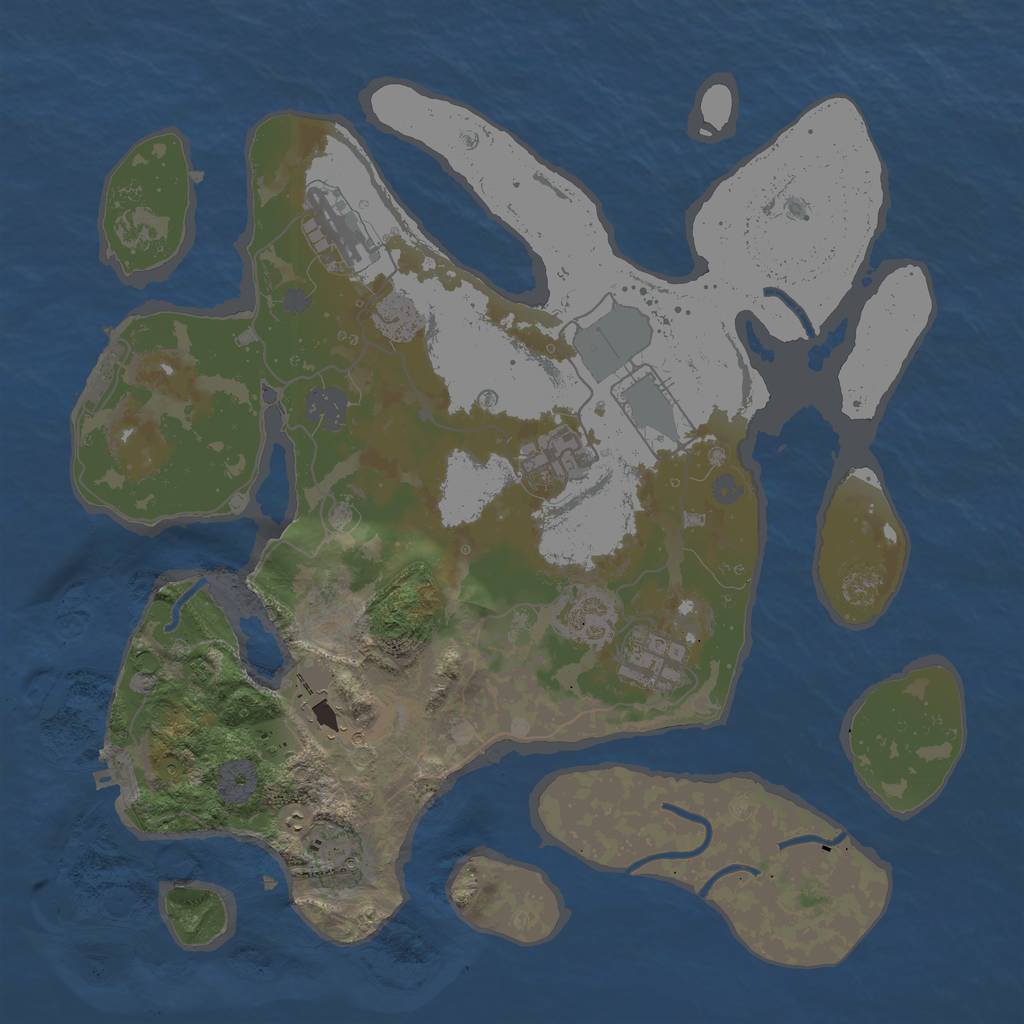 Rust Map: Procedural Map, Size: 3500, Seed: 491543, 14 Monuments