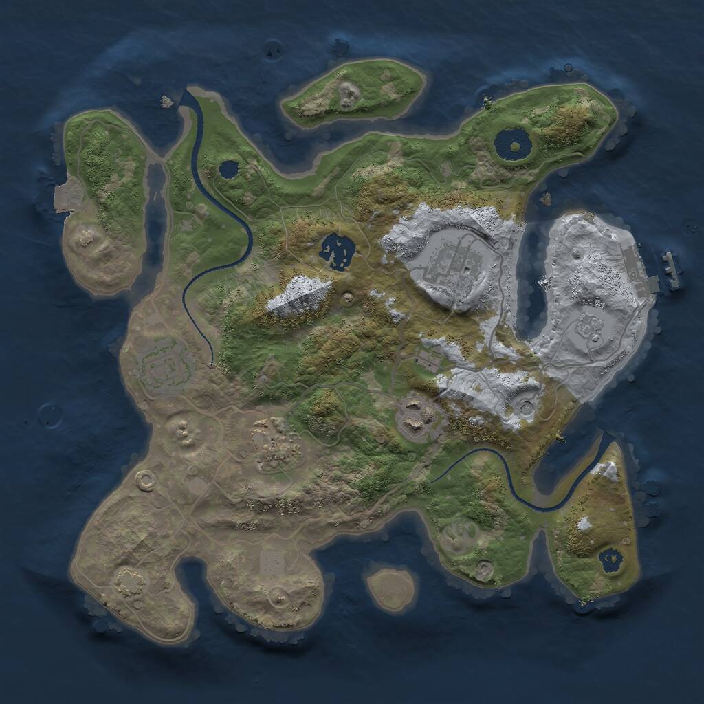Rust Map: Procedural Map, Size: 3000, Seed: 453674567, 10 Monuments