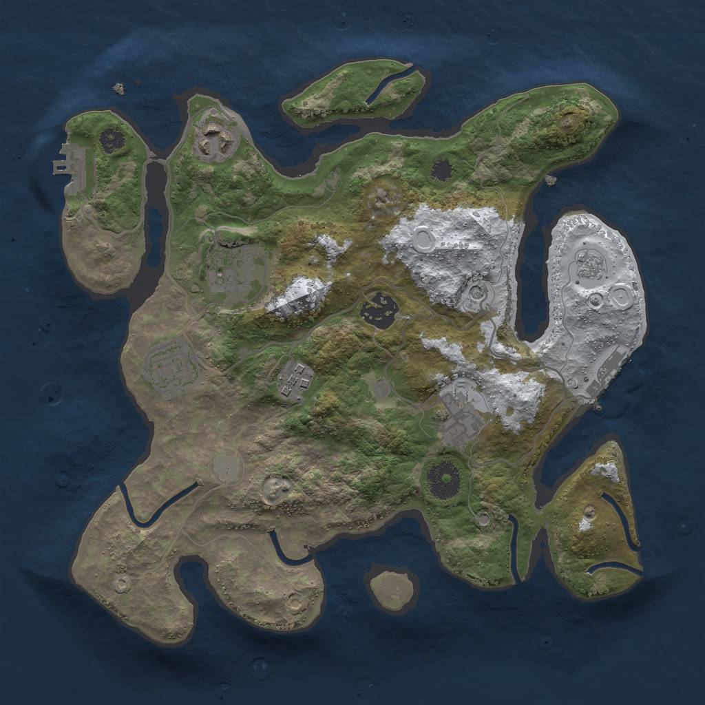 Rust Map: Procedural Map, Size: 3000, Seed: 453674567, 15 Monuments