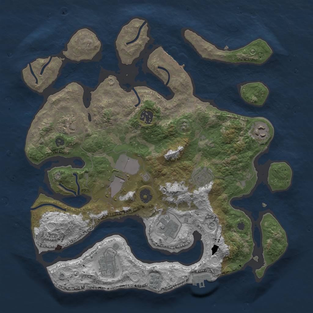 Rust Map: Procedural Map, Size: 3500, Seed: 799696, 16 Monuments