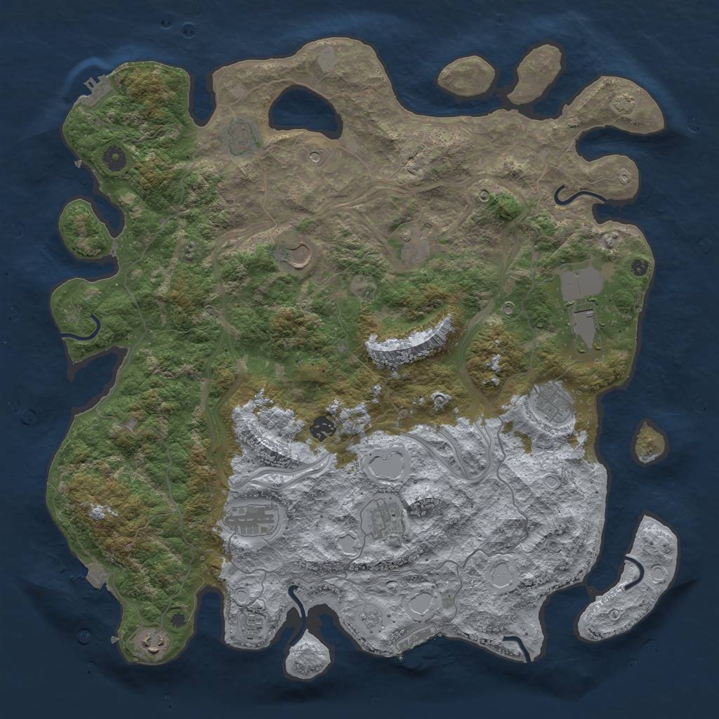 Rust Map: Procedural Map, Size: 4444, Seed: 50000, 18 Monuments