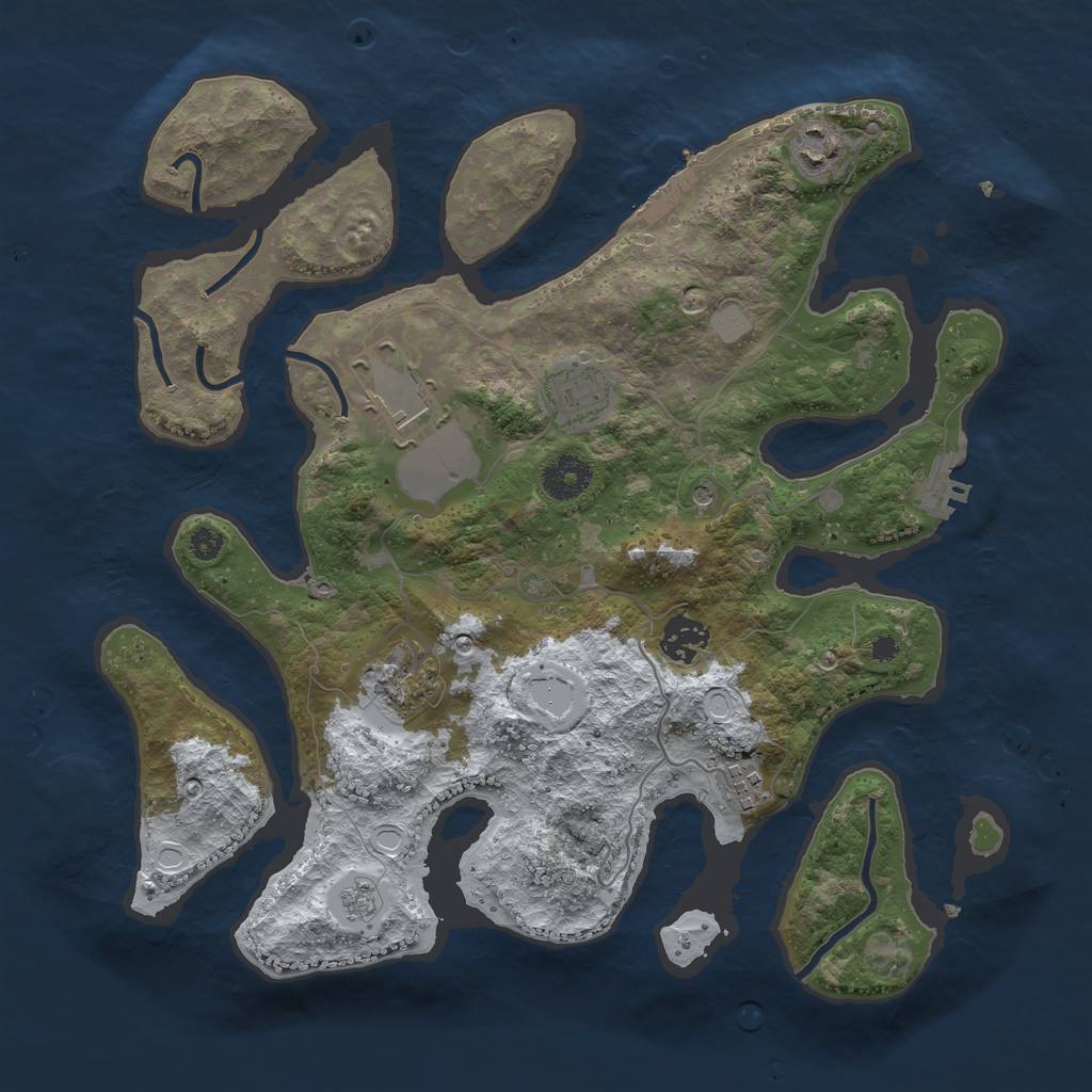 Rust Map: Procedural Map, Size: 3500, Seed: 23461, 15 Monuments