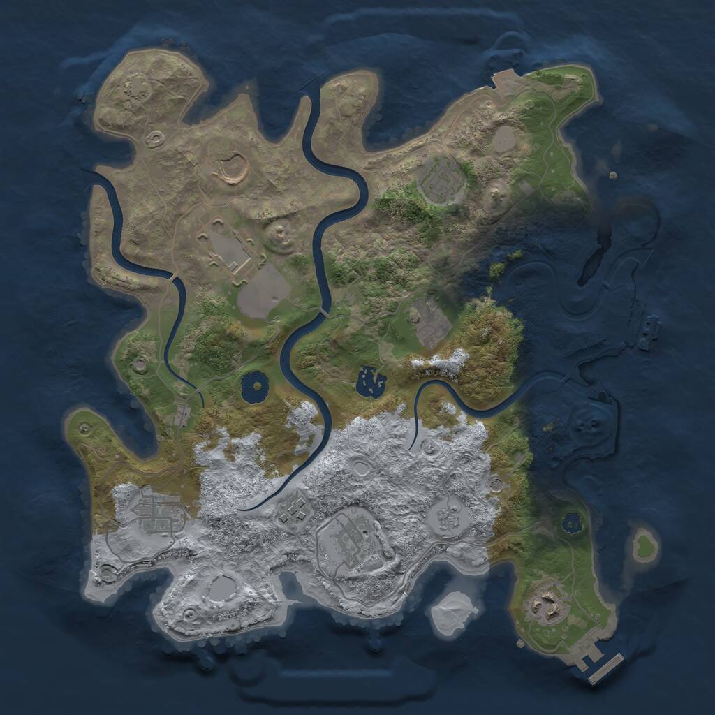 Rust Map: Procedural Map, Size: 3500, Seed: 23461, 15 Monuments