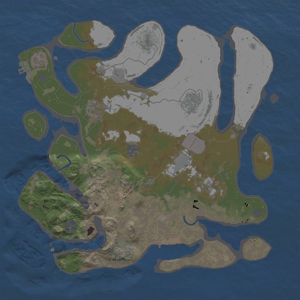 Rust Map: Procedural Map, Size: 3500, Seed: 1412524203, 14 Monuments