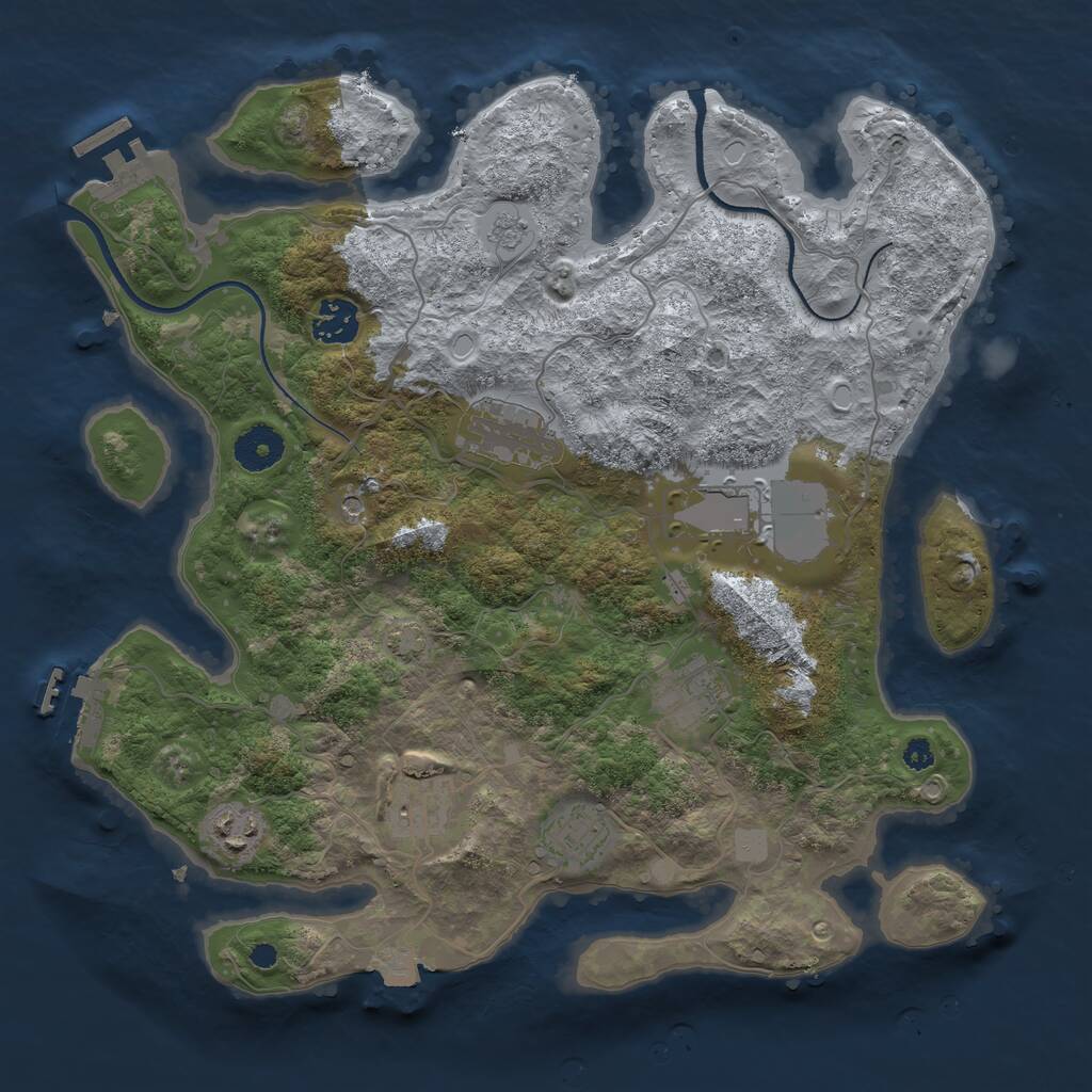 Rust Map: Procedural Map, Size: 3500, Seed: 1412524203, 13 Monuments