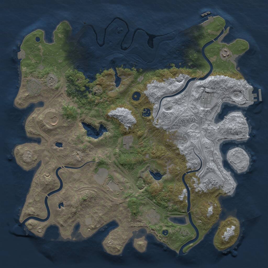Rust Map: Procedural Map, Size: 4500, Seed: 302825343, 17 Monuments