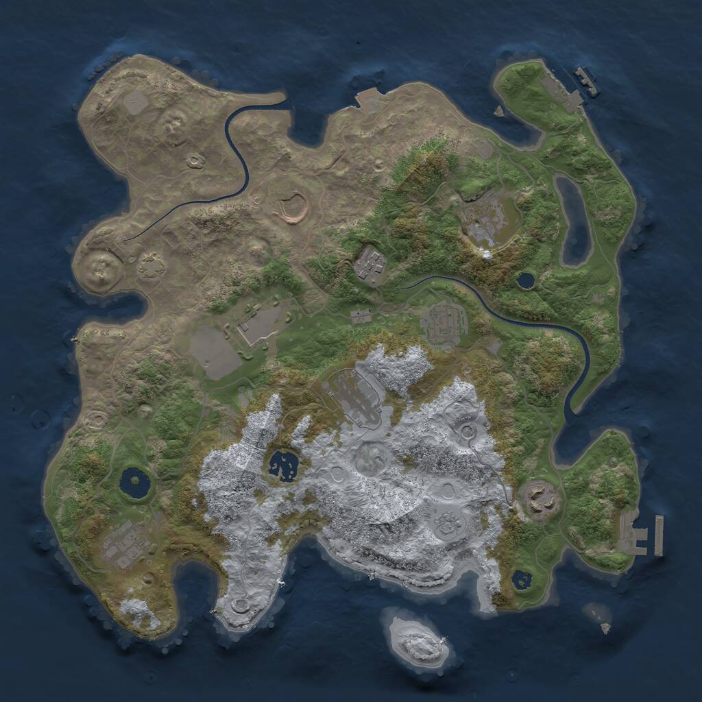 Rust Map: Procedural Map, Size: 3500, Seed: 1300437378, 15 Monuments