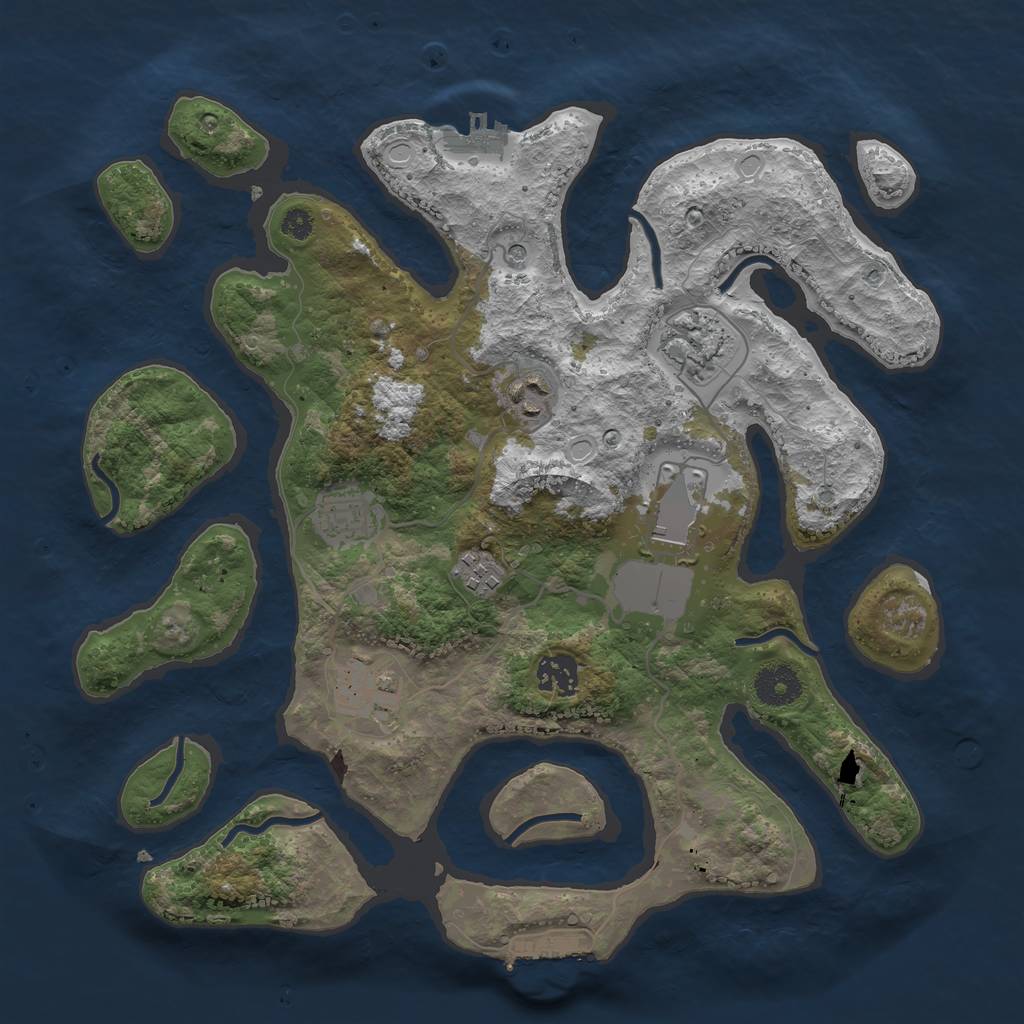 Rust Map: Procedural Map, Size: 3500, Seed: 578308410, 15 Monuments