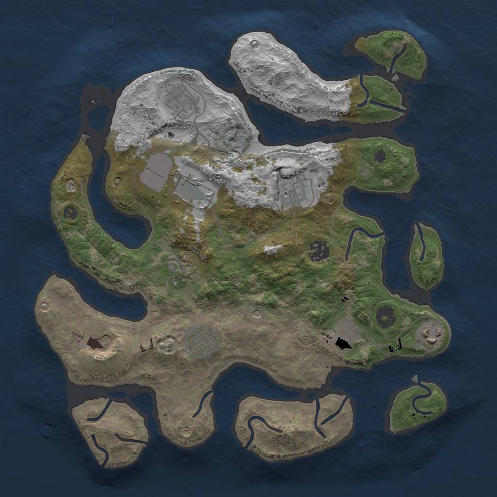 Rust Map: Procedural Map, Size: 3500, Seed: 279117, 12 Monuments