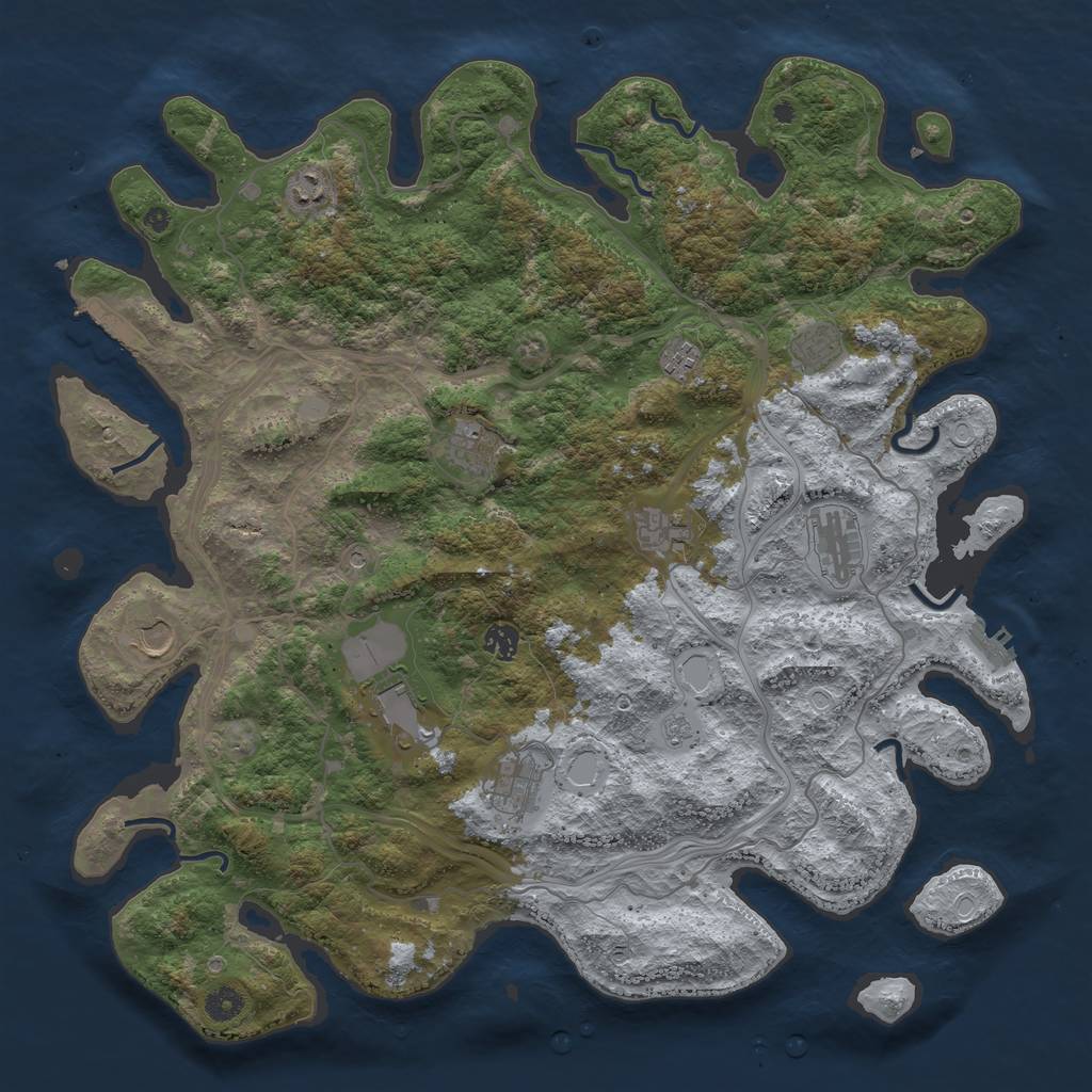 Rust Map: Procedural Map, Size: 4500, Seed: 25684688, 17 Monuments