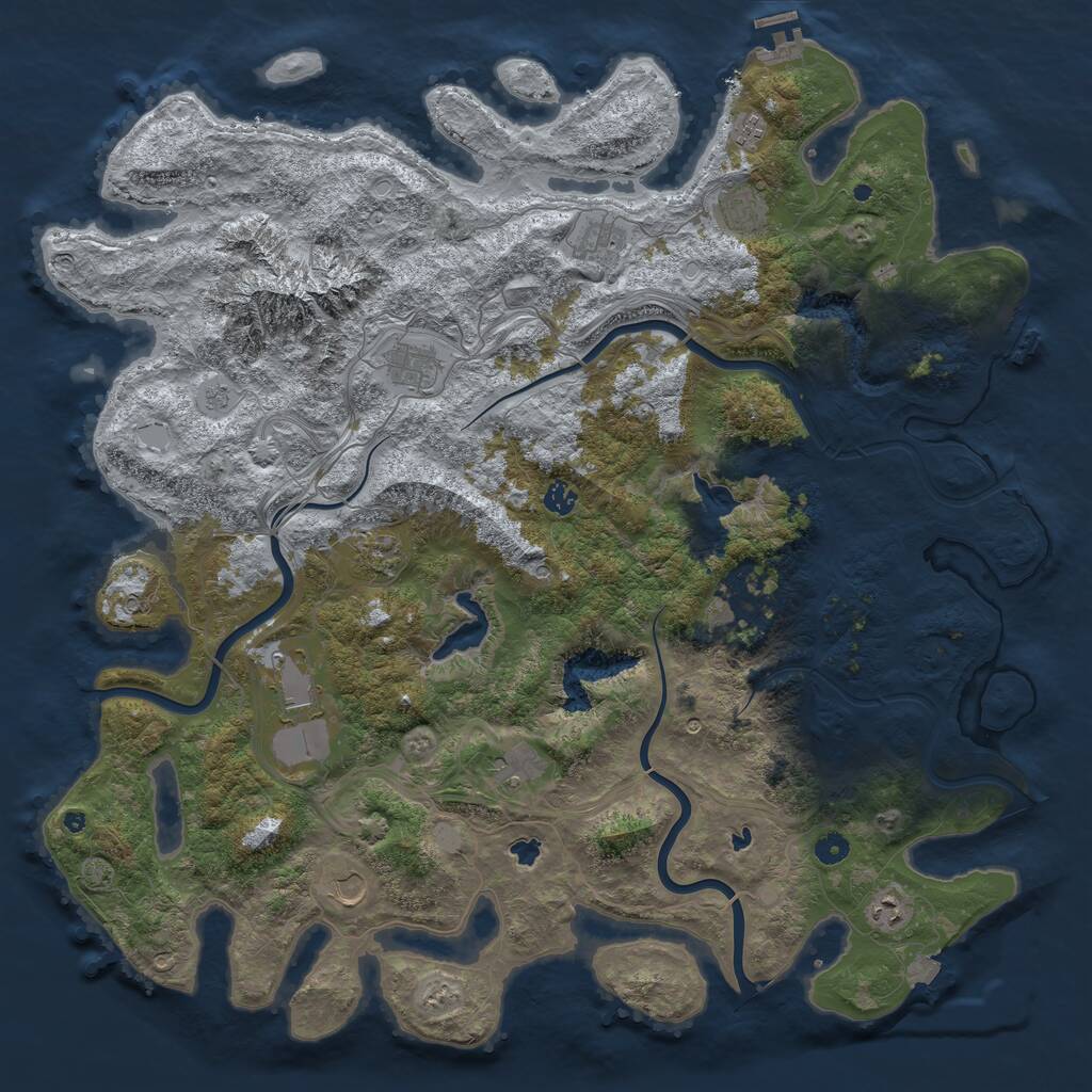 Rust Map: Procedural Map, Size: 5000, Seed: 174632, 17 Monuments
