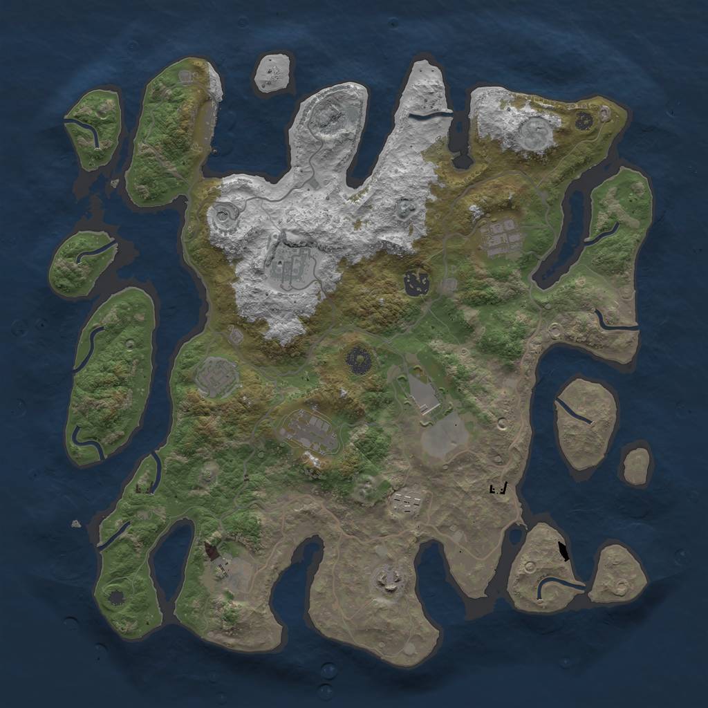 Rust Map: Procedural Map, Size: 4000, Seed: 7648523, 13 Monuments