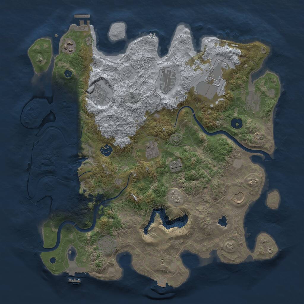 Rust Map: Procedural Map, Size: 4000, Seed: 7648523, 16 Monuments