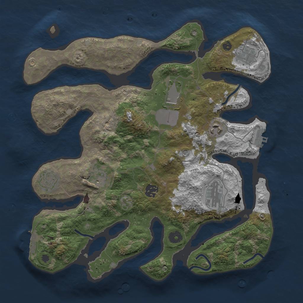 Rust Map: Procedural Map, Size: 3500, Seed: 60339, 12 Monuments