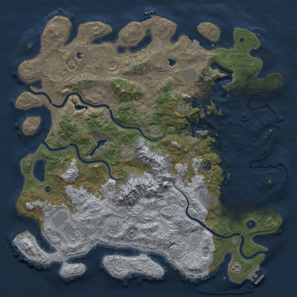 Rust Map: Procedural Map, Size: 5000, Seed: 26, 16 Monuments