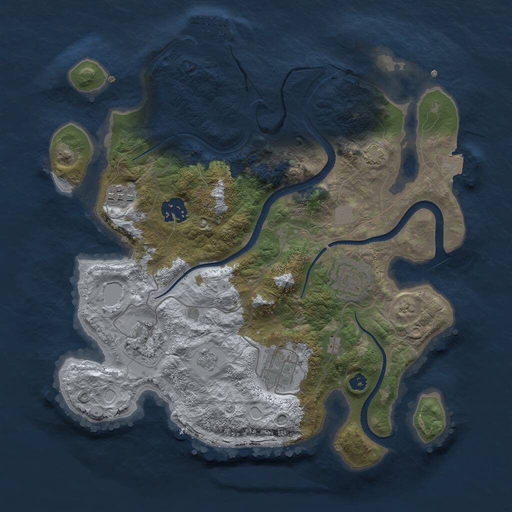 Rust Map: Procedural Map, Size: 3000, Seed: 281208056, 9 Monuments