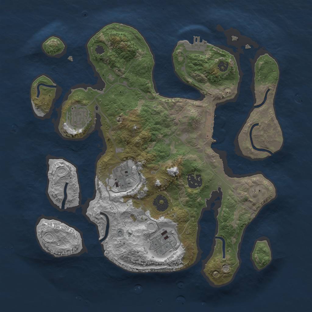 Rust Map: Procedural Map, Size: 3000, Seed: 281208056, 11 Monuments