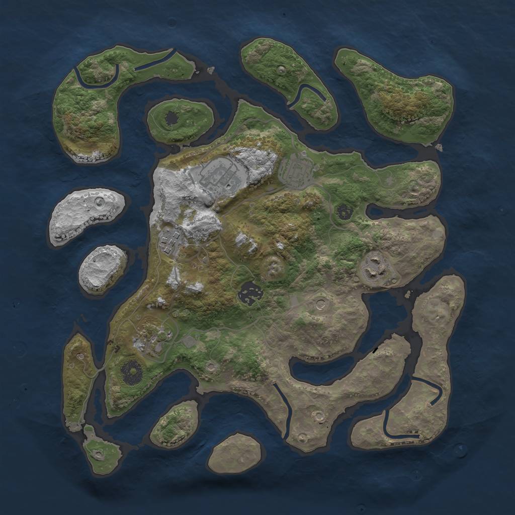 Rust Map: Procedural Map, Size: 3300, Seed: 3526, 9 Monuments