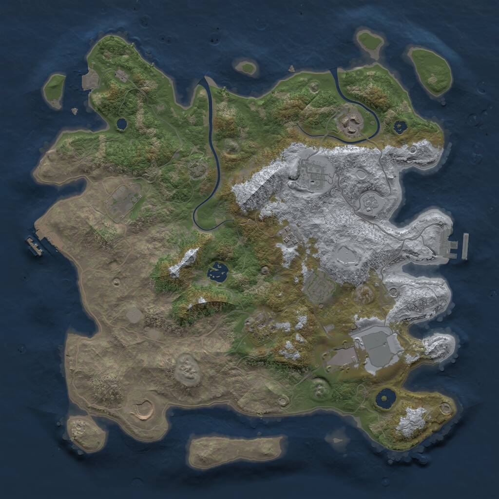 Rust Map: Procedural Map, Size: 3800, Seed: 625367, 15 Monuments