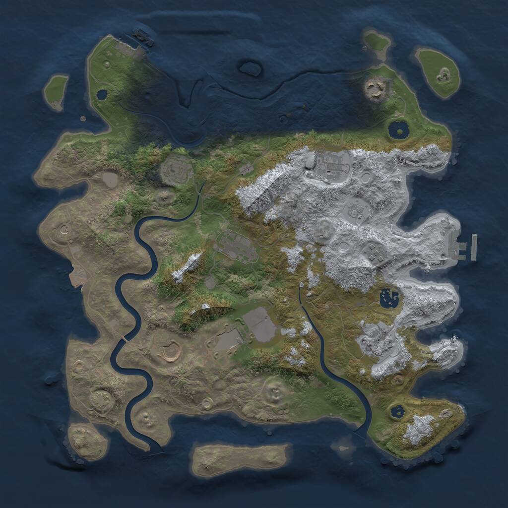 Rust Map: Procedural Map, Size: 3800, Seed: 625367, 15 Monuments