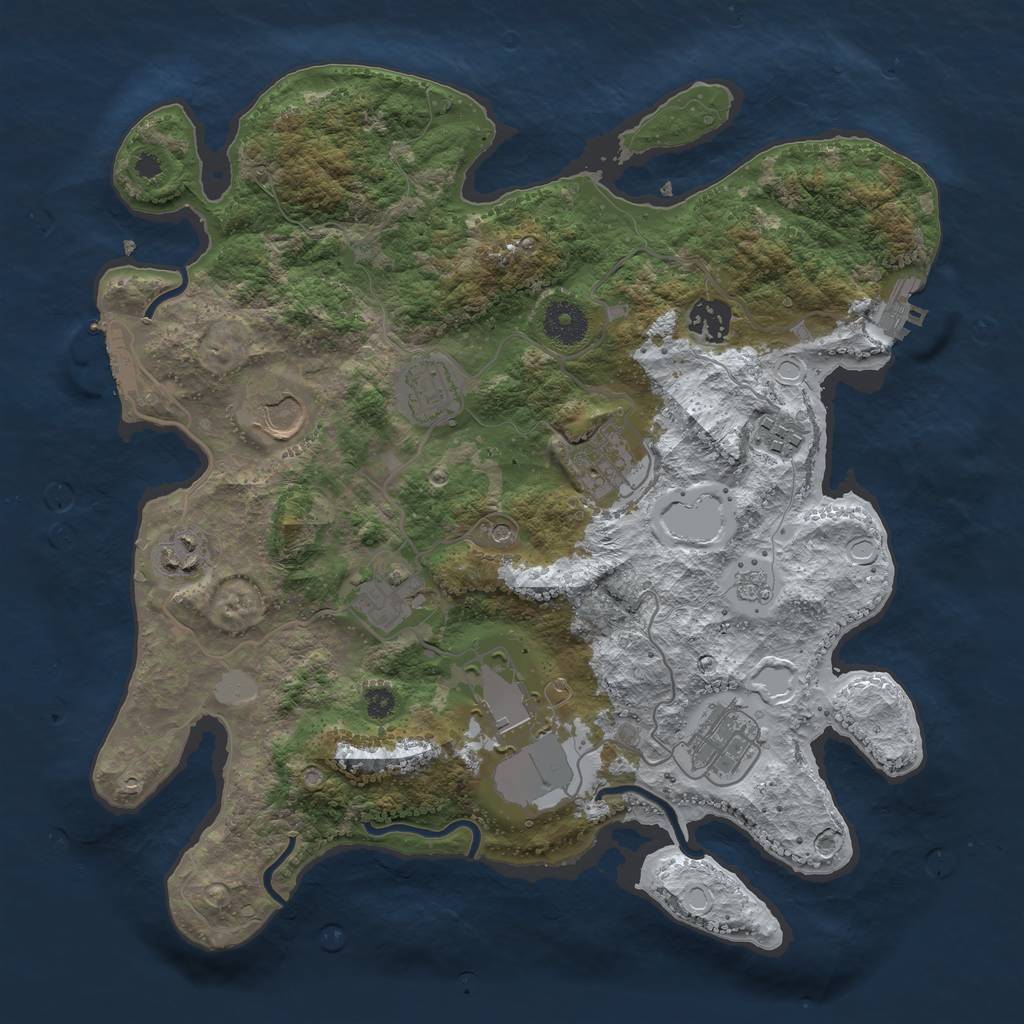 Rust Map: Procedural Map, Size: 3500, Seed: 667294, 18 Monuments