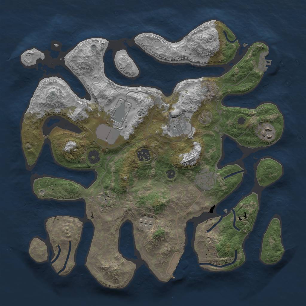 Rust Map: Procedural Map, Size: 3500, Seed: 327245, 17 Monuments