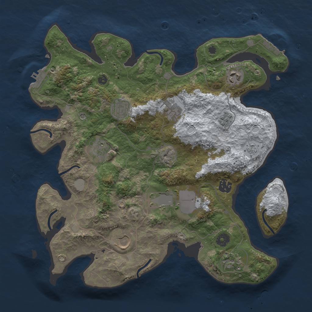 Rust Map: Procedural Map, Size: 3500, Seed: 193735, 18 Monuments