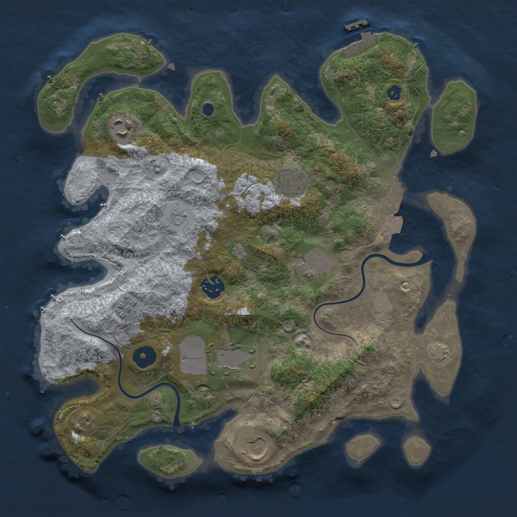 Rust Map: Procedural Map, Size: 3500, Seed: 507009, 11 Monuments