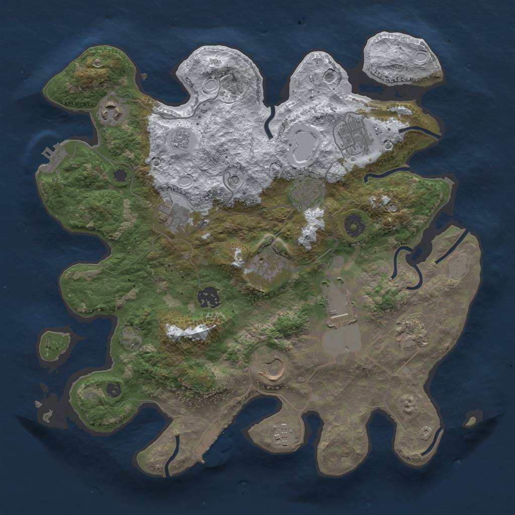 Rust Map: Procedural Map, Size: 3500, Seed: 826868, 19 Monuments