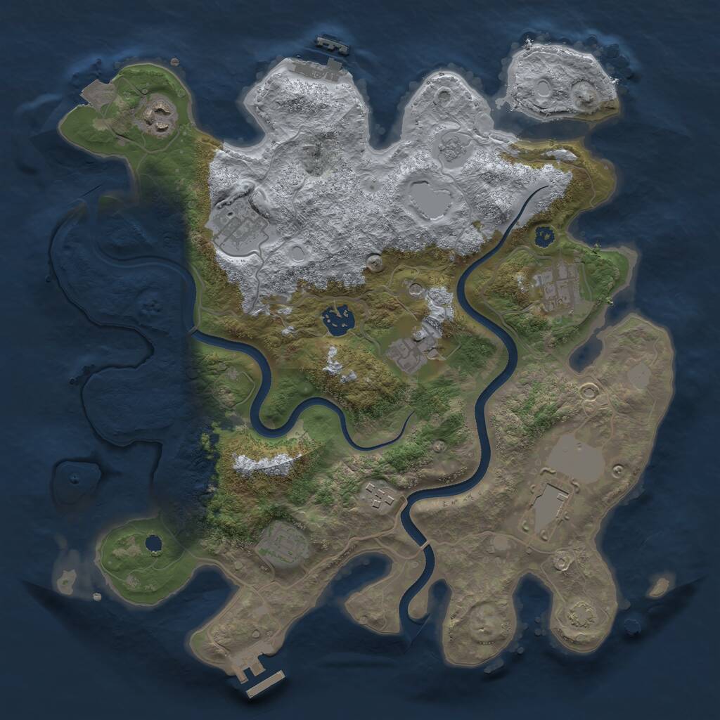 Rust Map: Procedural Map, Size: 3500, Seed: 826868, 14 Monuments