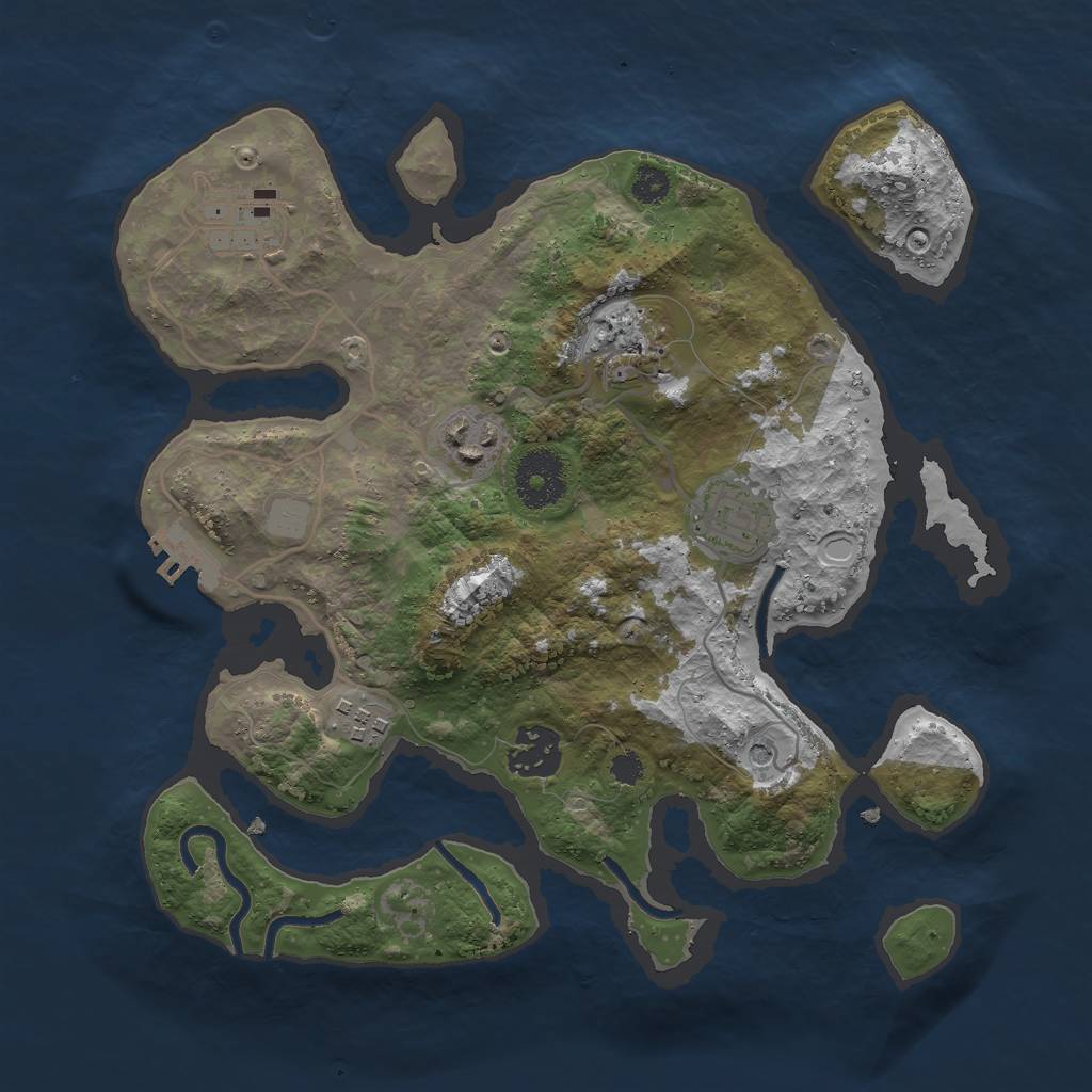 Rust Map: Procedural Map, Size: 3000, Seed: 1576404577, 13 Monuments