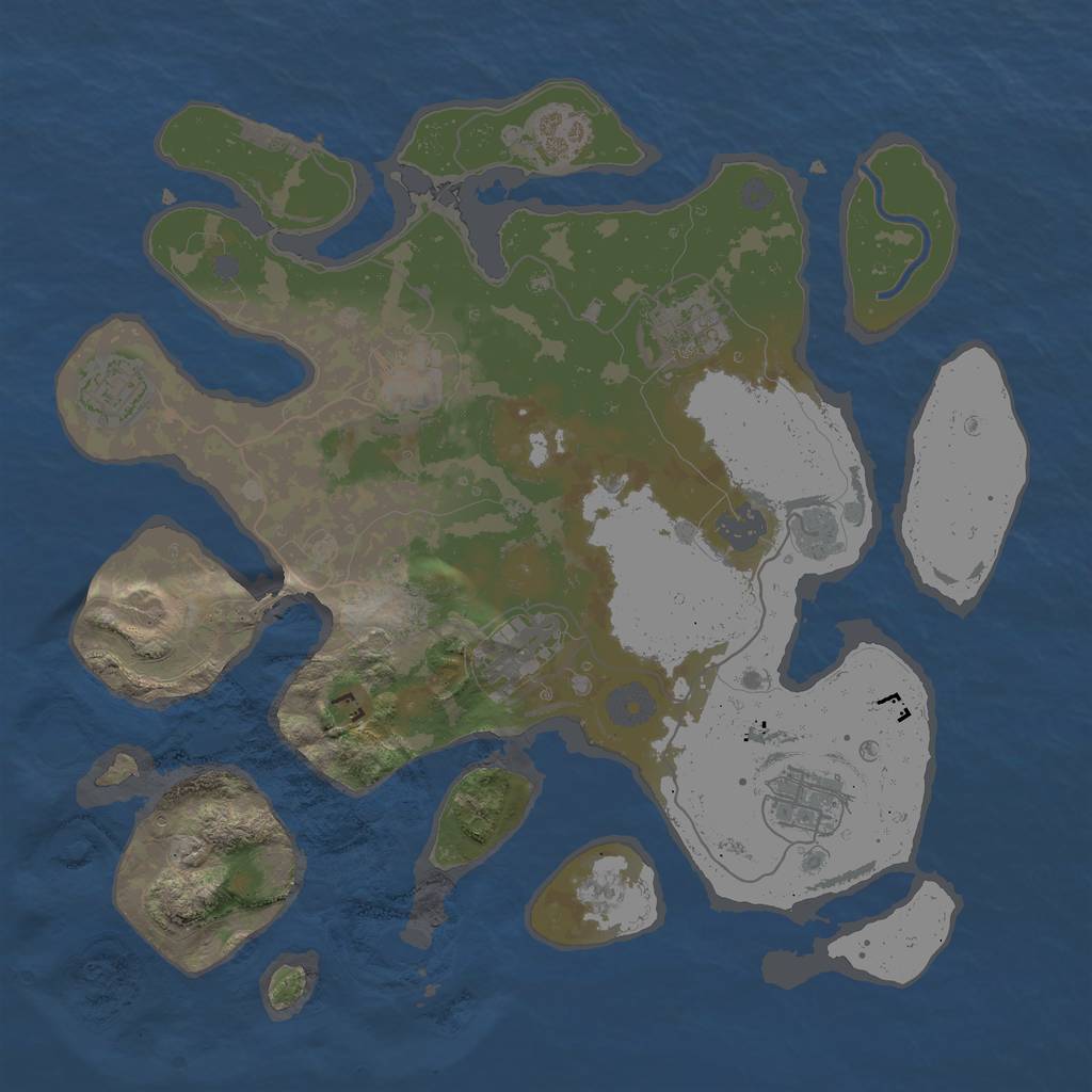 Rust Map: Procedural Map, Size: 3500, Seed: 171177, 13 Monuments