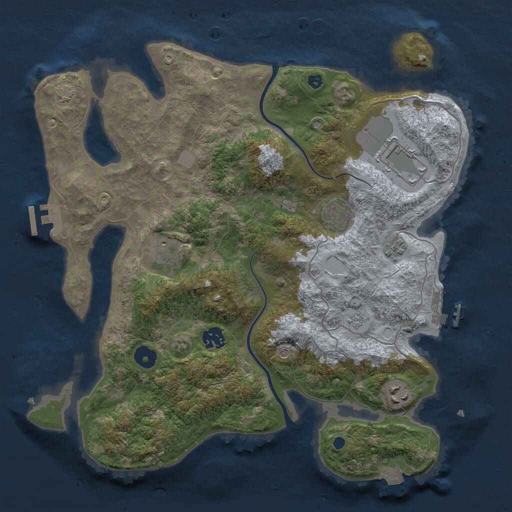 Rust Map: Procedural Map, Size: 3500, Seed: 206465, 12 Monuments