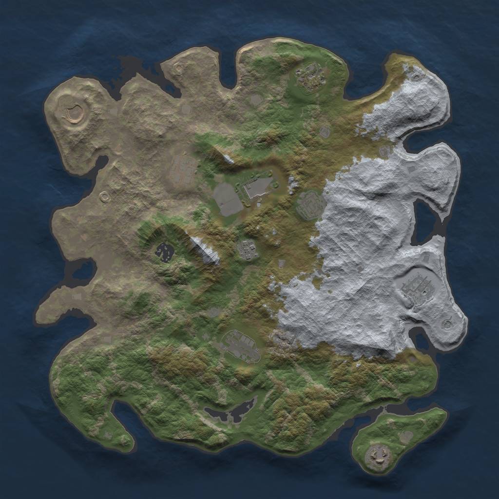 Rust Map: Barren, Size: 4000, Seed: 2001, 13 Monuments