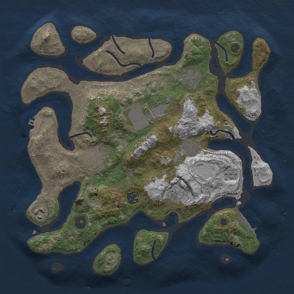 Rust Map: Procedural Map, Size: 3500, Seed: 142989, 16 Monuments